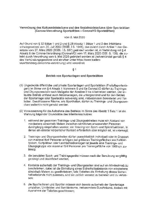 Sportstättenverordnung vom 8. Mai 2020 pdf-preview