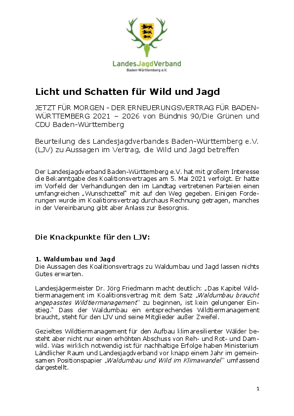 Stellungname LJV Koalitionsvertrag pdf-preview