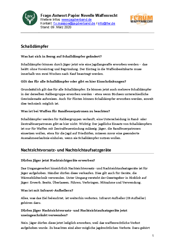 Frage-Antwort-Papier Novelle Waffenrecht pdf-preview